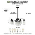 thumbnail image 7 of 9 Light Black Modern Chandelier Adjustable Height Farmhouse Industrial Hanging Light Clear Glass Shade for Kitchen Island Dining Room Living Room Bedroom, 7 of 7