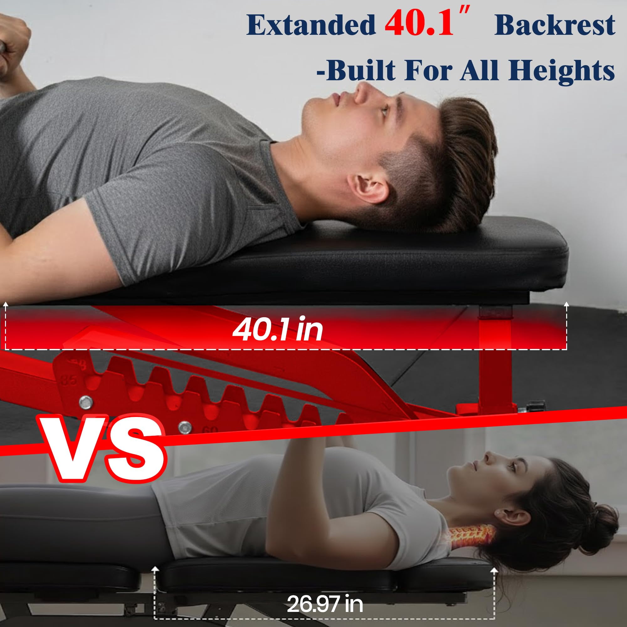 Adjustable Weight Bench, Adjustable Flat Incline Decline Home Gym Bench, Heavy-Duty 12-Gauge Steel Frame with Leg Extension and Preacher Pad for Small Space Apartment Room