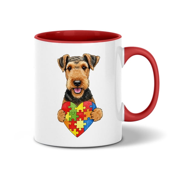 Autism Awareness Airedale Terrier Accept Understand Love 11oz Accent Two-tone Mug Dale Waterside Dog Lover Coffee Tea Cup - 12003