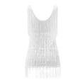 thumbnail image 5 of gcong Sequin Dresses Flapper Dresses with Fringe Mini Dresses Prom Party Dress Spaghetti Strap Sleeveless Tassel Sling Dress V Neck Party Clubwear White, 5 of 5