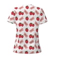 thumbnail image 3 of Goofa Strawberry Pattern Womens Deep V Neck Low Cut Tops Casual Summer Short Sleeve Ribbed Knit T-Shirts-X-Large, 3 of 5