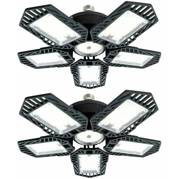2PK Aluminum LED Garage Light Deformable Super Bright Ceiling Lamp 15000 Lumens