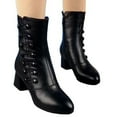 thumbnail image 1 of EGNMCR Bottes d'Hiver pour Femmes Bottes de Bandage pour Femmes Bottines à Bout Rond Bottes à Talon Moyen Chaussures, 1 of 2