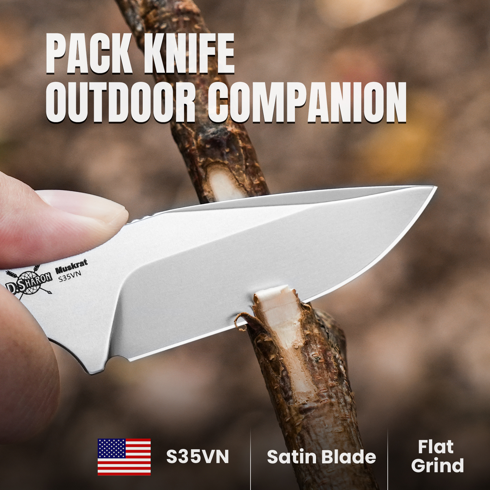 Kizer Muskrat Fixed Blade Knife S35VN Blade Mkuruti Handle Pocket Tactical Knives 1064A2