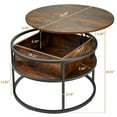 thumbnail image 4 of Behost Round Lift Top Coffee Table with Storage, Industrial Wood Coffee Table with Metal Frame for Living Room, Rustic Brown, 4 of 11