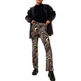 thumbnail image 1 of VISgogo Pantalones de pierna recta para mujer, pantalones de cintura alta con estampado estampado, marrón / negro / verde / azul / café VISgogo moda, 1 of 9