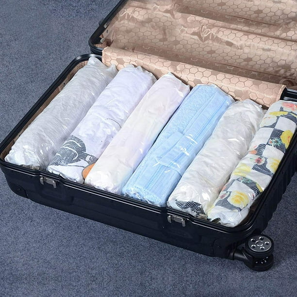  15 Compression Bags for Travel, Roll Up Space Saver Bags for  Travel, Saves 80% of Storage Space for Packing & Clothes, No Pump or Vacuum  Needed : Home & Kitchen