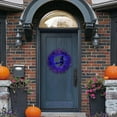 thumbnail image 6 of HmNPlay 18 Inch UV-Resistant Halloween Wreath with Witch Decor and Rustic Welcome Sign - Durable Fade-Proof Front Door Decor for All Seasons, Indoor Outdoor Use, 6 of 7