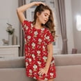 thumbnail image 3 of Uemuo cute Christmas Moose Pattern Women’s Nightdress – Casual Sleep Shirt, Soft Relaxed Fit Short-Sleeved Cotton Sleepwear for Home, Bedtime, and Lounging, 3 of 6