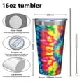 thumbnail image 4 of 16oz Tumblers Vibrant Tie Dye Symmetry Stainless Steel Vacuum Insulated Double Wall Travel Tumbler Cups Mug with Lid and Straw,Cleaning Brush for Coffee,Tea, 4 of 4
