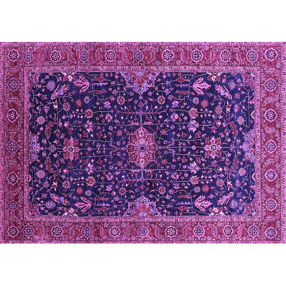 Ahgly Company Indoor Rectangle Oriental Purple Traditional Area Rugs, 2' x 4'