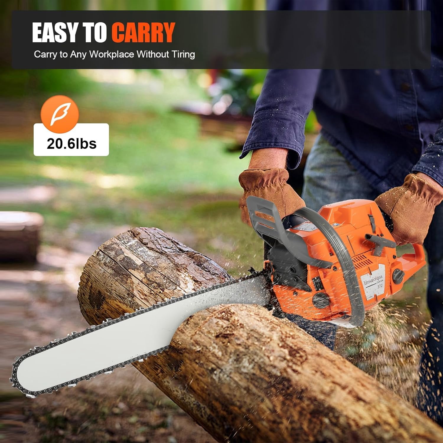 Gas Chainsaw 24 Inch Gasoline Chainsaw Cutting Wood Gas Sawing Crankcase Chain Saw 72cc Gas Power Chainsaw with Bar and Chain