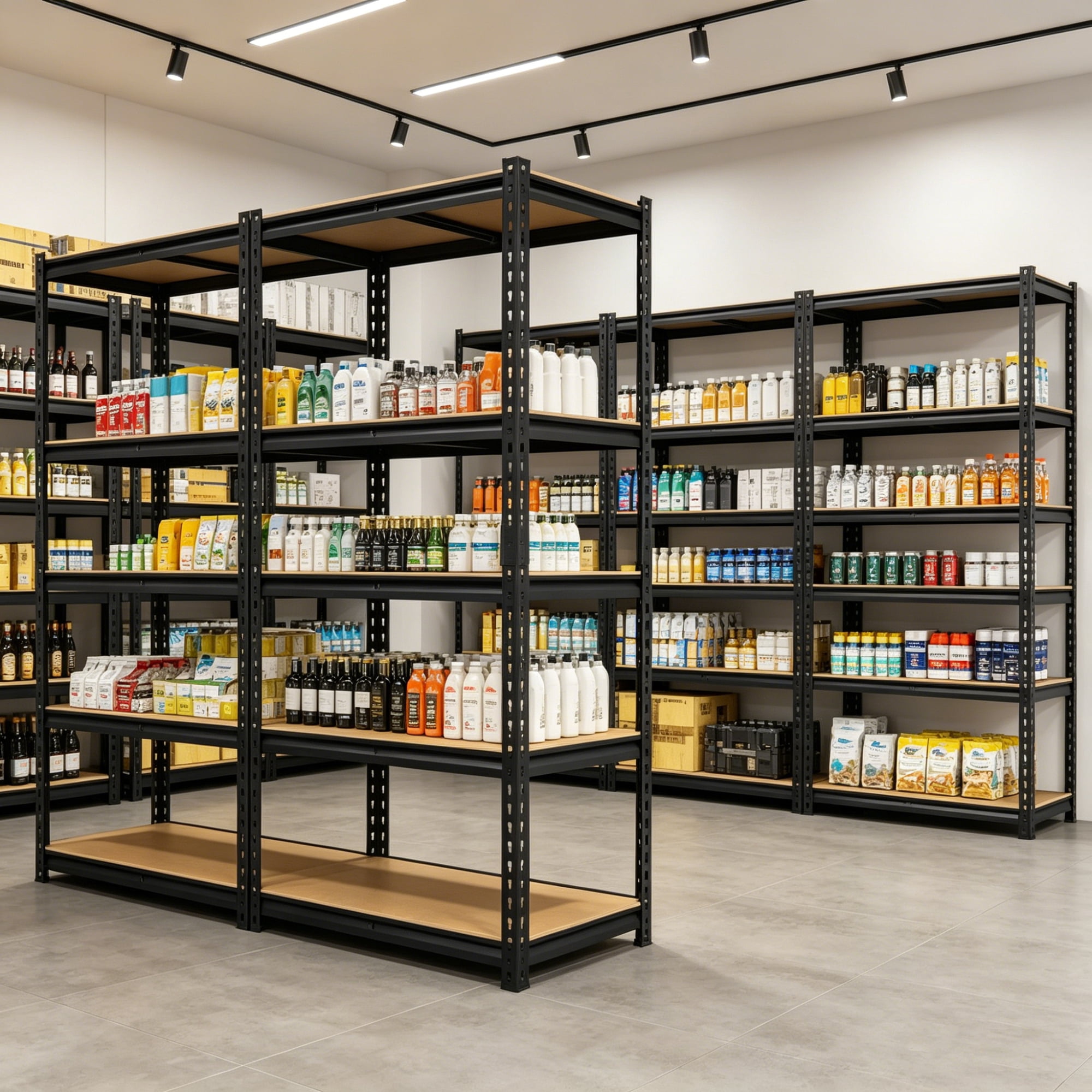 Leumius 5 Tier Storage Shelves,Heavy Duty Metal Shelving Unit 2000 lbs,Adjustable Rack for Garage Pantry Closet Kitchen Warehouse, 15.75" (D) x 35.45" (W) x 70.87" (H),Black