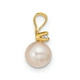 thumbnail image 2 of 14k 6-7mm White Round Akoya Saltwater Cultured Pearl and .10 Carat Diamond Post Earrings and Pendant Set XF399SET, 2 of 5