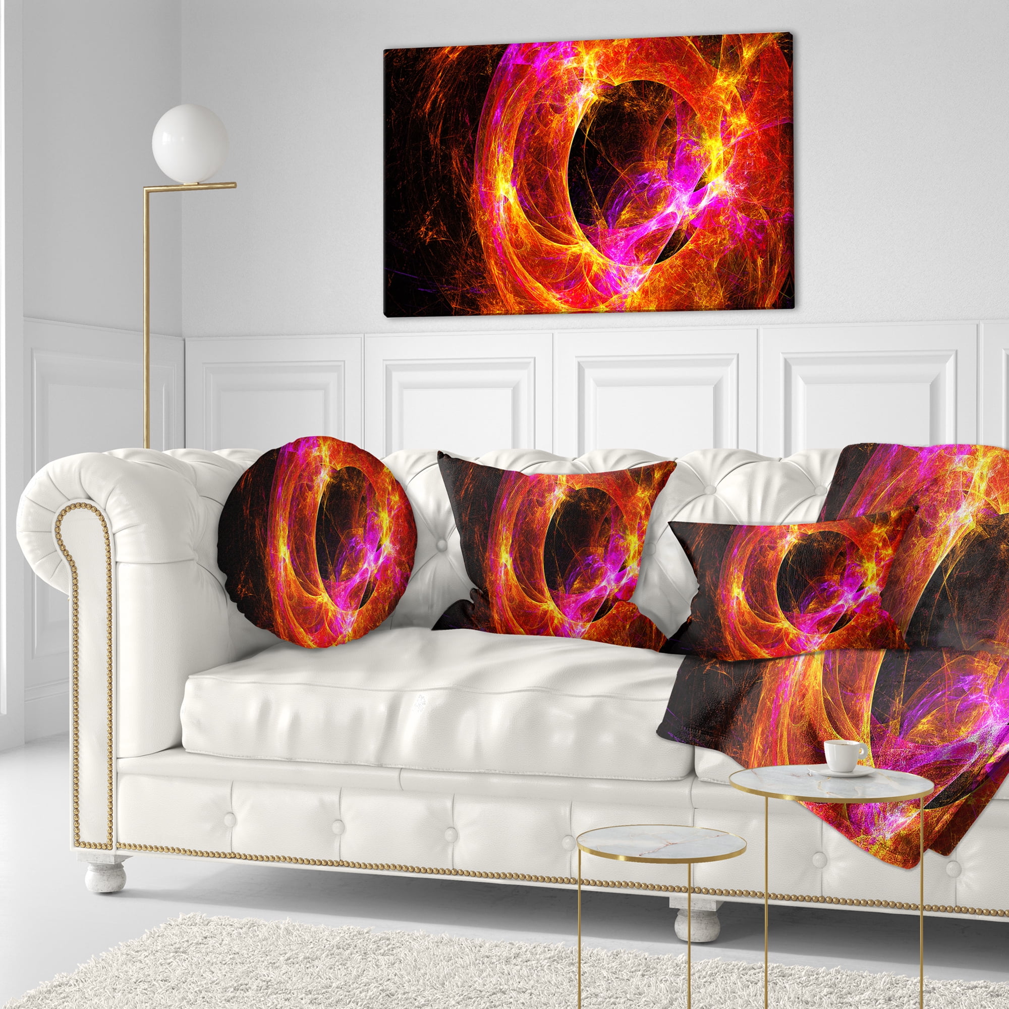 Designart Far Spherical Galaxy Red - Abstract Throw Pillow - 12x20