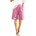 thumbnail image 5 of Sentmoon Sport Shorts Women with Pockets with Print Summer Linen Shorts for Women High Waist Relaxed Fit Straight Leg Gym Shorts Women for Casual Wear and Everyday, 5 of 8