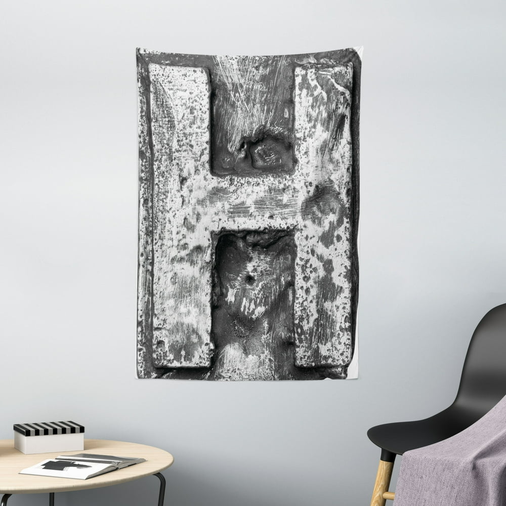 Letter H Tapestry, Victorian Stylized Capital H Font in Chrome Rock