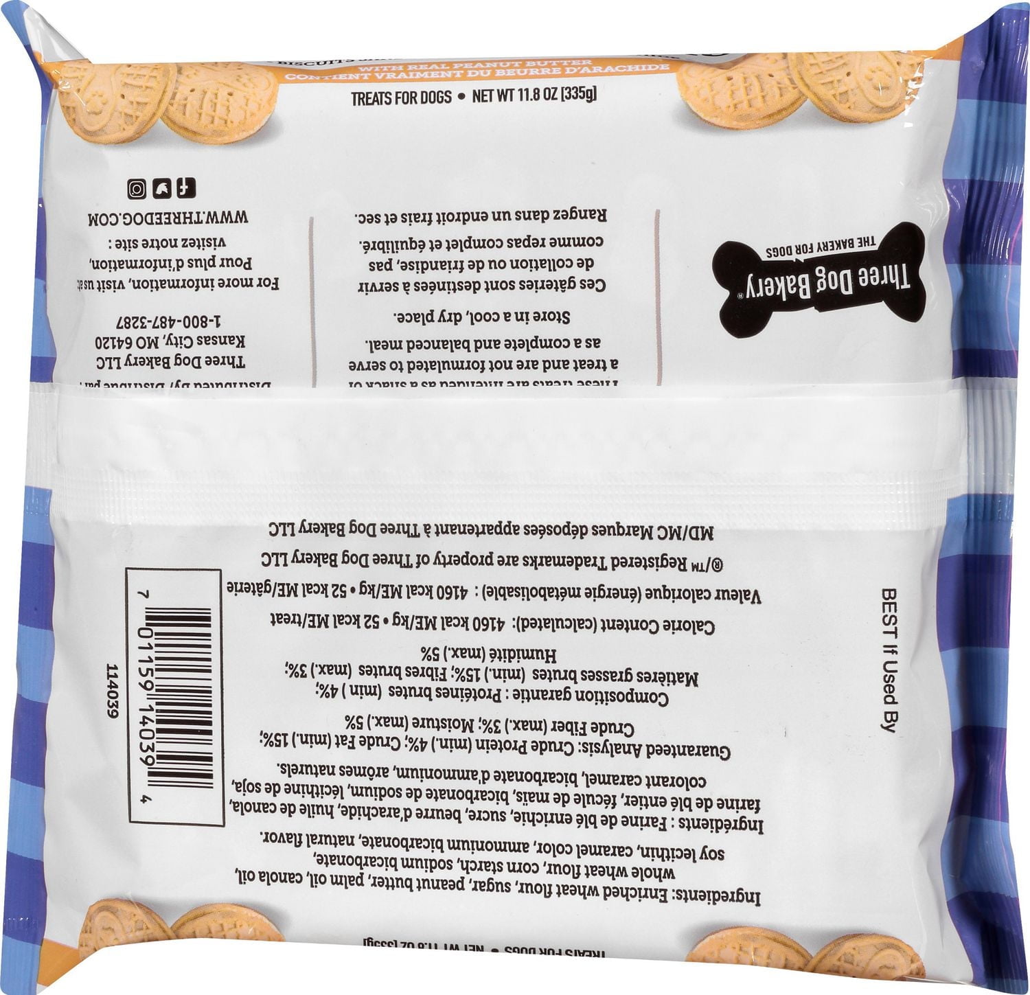 Three Dog Bakery Puppy Butters Biscuits pour Chiens Sandwich au Beurre d'Arachide