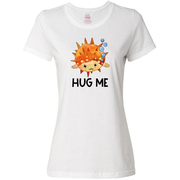 Inktastic Hug Me Cute Pufferfish with Bubbles Women's T-Shirt