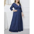 thumbnail image 2 of Eternatastic Womens Maxi Dresses Floral Lace 2/3 Sleeves Party Long Dress 5XL Deep Blue, 2 of 6