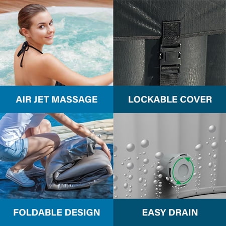 AVENLI LONDON 2-3 PERSON INFLATABLE HOT TUB SPA + COVER, RAPID HEATING UP TO 104°F, 105 WATER JETS, 181 GAL CAPACITY
