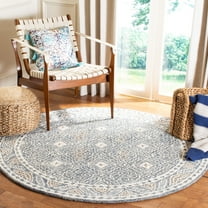SAFAVIEH Micro-Loop Aditya Abstract Geometric Area Rug, Blue/Ivory, 5' x 5' Round