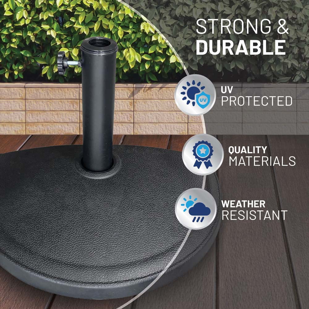 US Weight Half Round 20 lb Patio Umbrella Base - Adjustable Stand for Posts up to 1.9 Inches