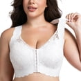 thumbnail image 5 of Riecok Womens Lace Front Closure Bras Plus Size Wireless Push Up Bralette Full Coverage Soft Everyday Bra White S, 5 of 8