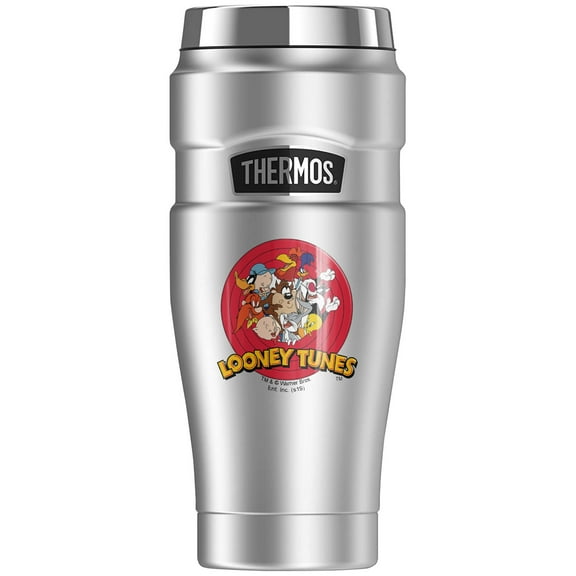 Looney Tunes Group A Pattern, THERMOS STAINLESS KING Stainless Steel Travel Tumbler, Vacuum insulated & Double Wall, 16oz