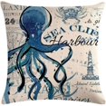 thumbnail image 3 of Fundas de almohada con diseño de mar, solo con tema oceánico, diseño de estrella de mar y cangrejo, funda de cojín decorativa para casa de playa, fundas de almohada costeras de 18.0 x 18.0 i, 3 of 4