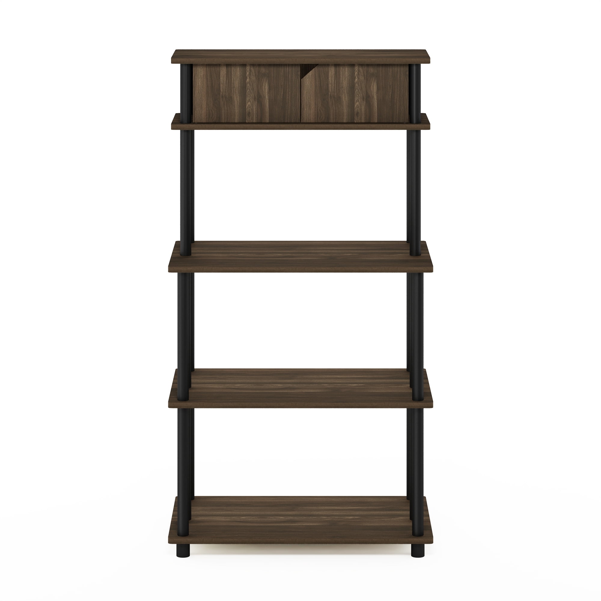 Furinno Turn-N-Tube Toolless Storage Shelf with Top Cabinet, Columbia Walnut/Black