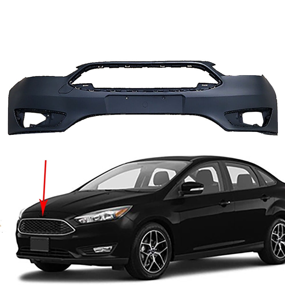 LABLT Primed Front Bumper Cover W/o Park Assist Sensor Holes for Ford Focus 2015-2018 FO1000705