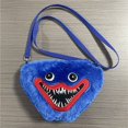 thumbnail image 2 of Paquete de 2 bolsas cruzadas de felpa Huggy Wuggy y Kissy Missy Poppy Playtime, bolso de peluche de terror, adecuado para cumpleaños para regalos y amigos, riñonera de felpa (azul, rosa) Rojo Verde, 2 of 7