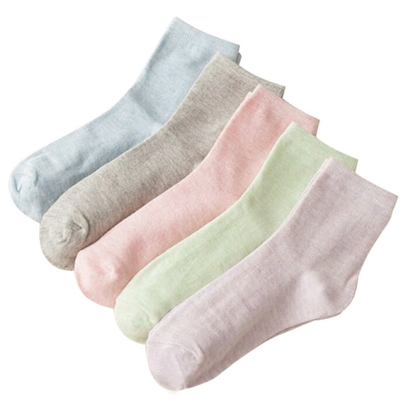 Bangcool 5 Pairs Women's Socks Classic Plain Cotton Ankle Socks Crew Socks Autumn Winter Warm Socks for Women Girls