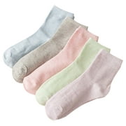 Bangcool 5 Pairs Women's Socks Classic Plain Cotton Ankle Socks Crew Socks Autumn Winter Warm Socks for Women Girls