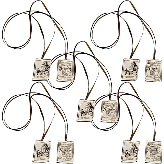 Brown Scapular of Our Lady of Mount Carmel - 5Pcs Catholic Religious Necklaces, Traditional Spiritual Gift for Communion
