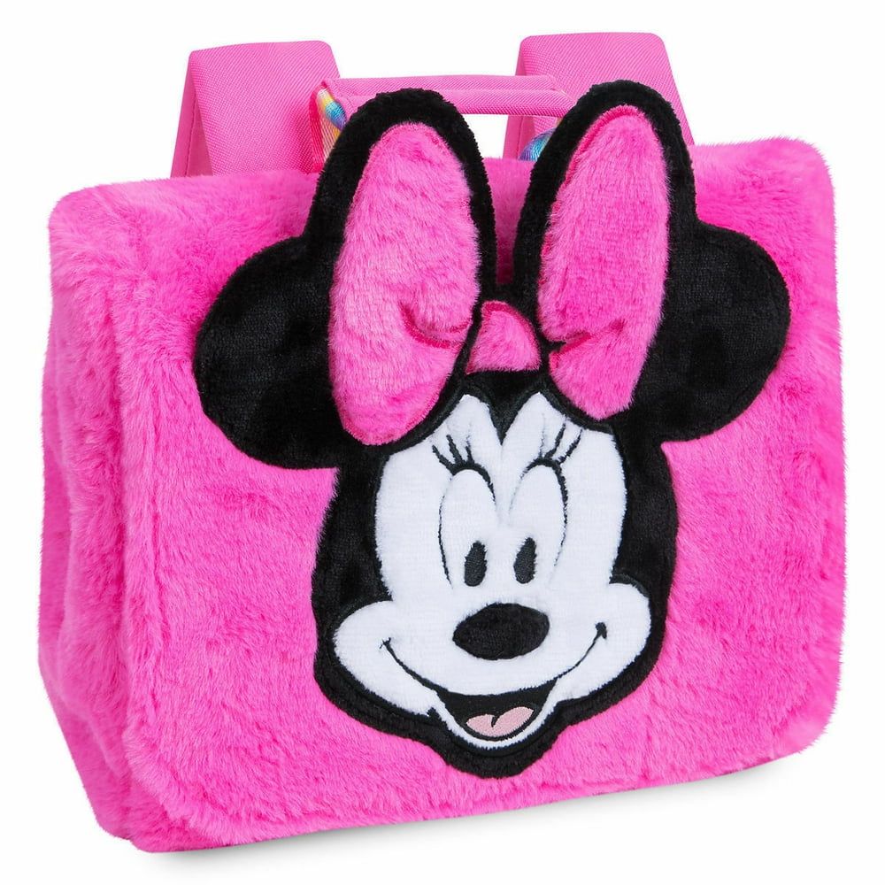 Disney - Disney Store Minnie Mouse Fuzzy Soft Pink Backpack School ...