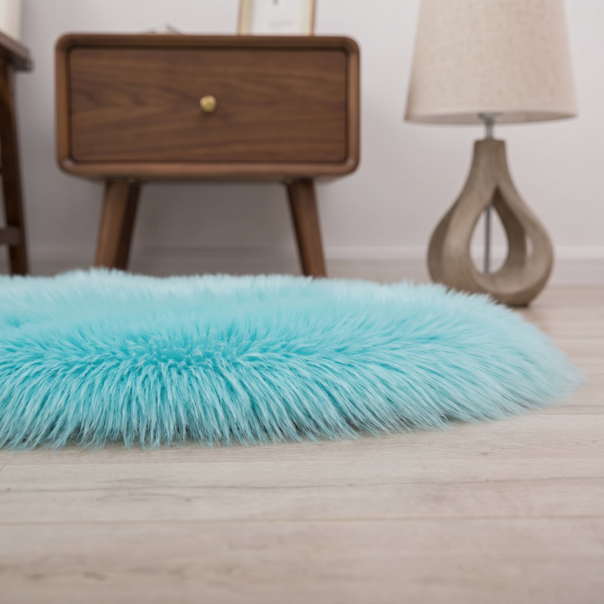Unique Bargains Shaggy Area Rug Ultra Fluffy Non-Slip Fuzzy Carpet 35" x 24" Blue