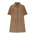 thumbnail image 5 of Women's Casual Cotton V Neck Button Down T-Shirt Dress Loose Fit Solid Color Short Sleeve Dresses Simple Comfy Tunic Dresses, 5 of 7