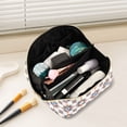 thumbnail image 2 of FORMRS Makeup Bag Travel Cosmetic Organizer for Women Fold Flat Zipper Pouch with Handle, Blue Abstract Pattern, 2 of 8