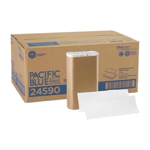 Toallas de papel Pacific Blue Basic recicladas, 250 toallas x 16