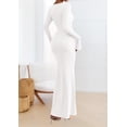 thumbnail image 4 of Vestido PRETTYGARDEN de Manga Larga Maxi de Punto Acanalado Blanco Talla L, 4 of 8