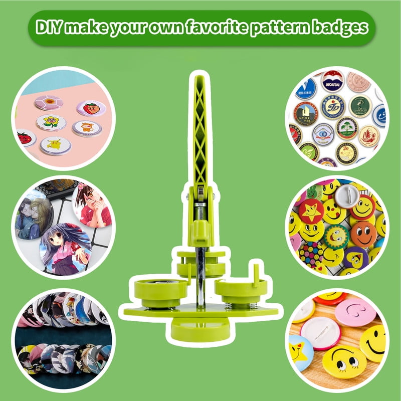 58MM Button Maker Machine，Free Installation of DIY Brooch Badge Button Manufacturer Press, Including 100 Button Parts, 100 Button Back Cover, 100 Round Paper, 100 Clear Film