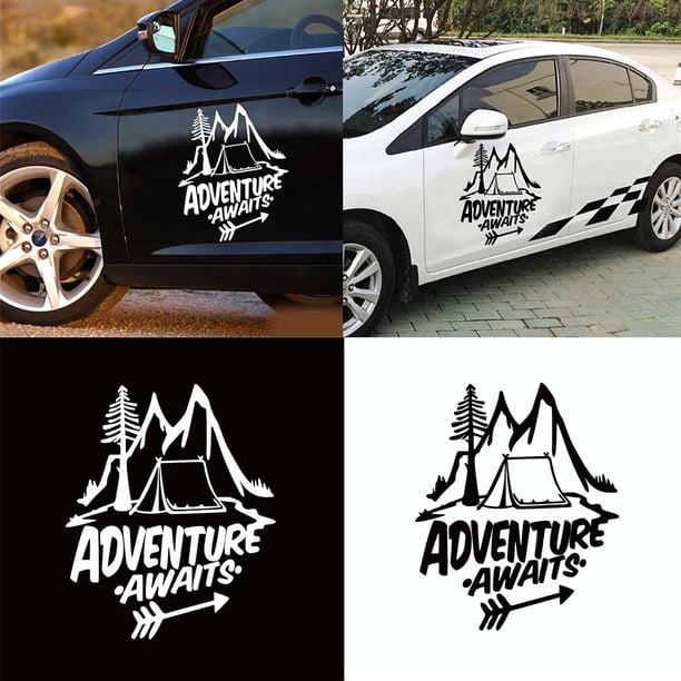 Unique Adventure Awaits Reflective Sticker Pine Tree Mountain Decal Car ...