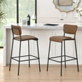 thumbnail image 4 of Pu Faux Leather Bar Stools Set of 2, Pub Barstools with Back and Footrest,Modern Armless Bar Height Stool Chairs, 4 of 9