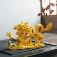 thumbnail image 3 of 6 Inch Chinese Gold Feng Shui Dragon Statue, Resin Model, Bring Good Luck, Protect Family, 3 of 14