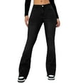 thumbnail image 2 of Women's Slim Fit Bootcut Jeans, Vintage Wash High Waist Denim Pants, Flared Jeans for Casual Wear, Street Style and Retro Fashion Outfits,-Black, 2 of 6
