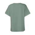 thumbnail image 4 of Women Plus Size Tops Sawvnm Women's Fashion Casual Solid Color Button V-neck T-shirt Top Short Sleeved V-neck Top/shirt Green 4XL, 4 of 7