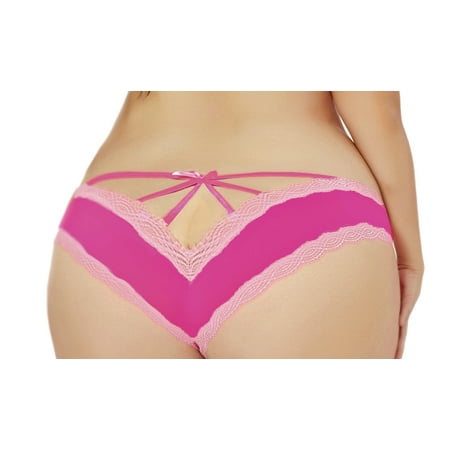 Contrast Line - Lacy Line Plus Size Sexy Contrast Lace Hipster Panties With Strappy Back