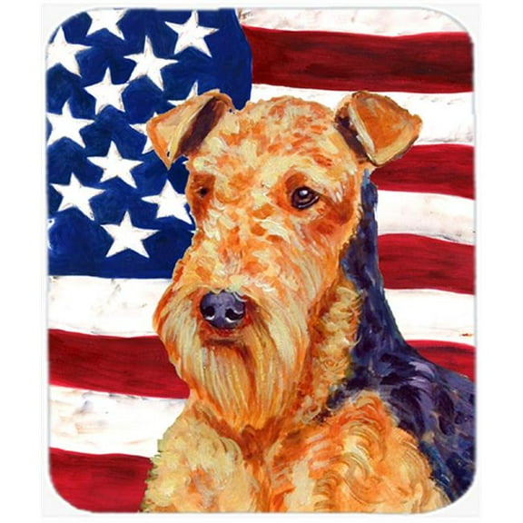 Carolines Treasures  USA American Flag with Airedale Mouse Pad
